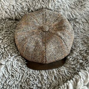 Stetson herringbone tweed newsboy hat. Vintage